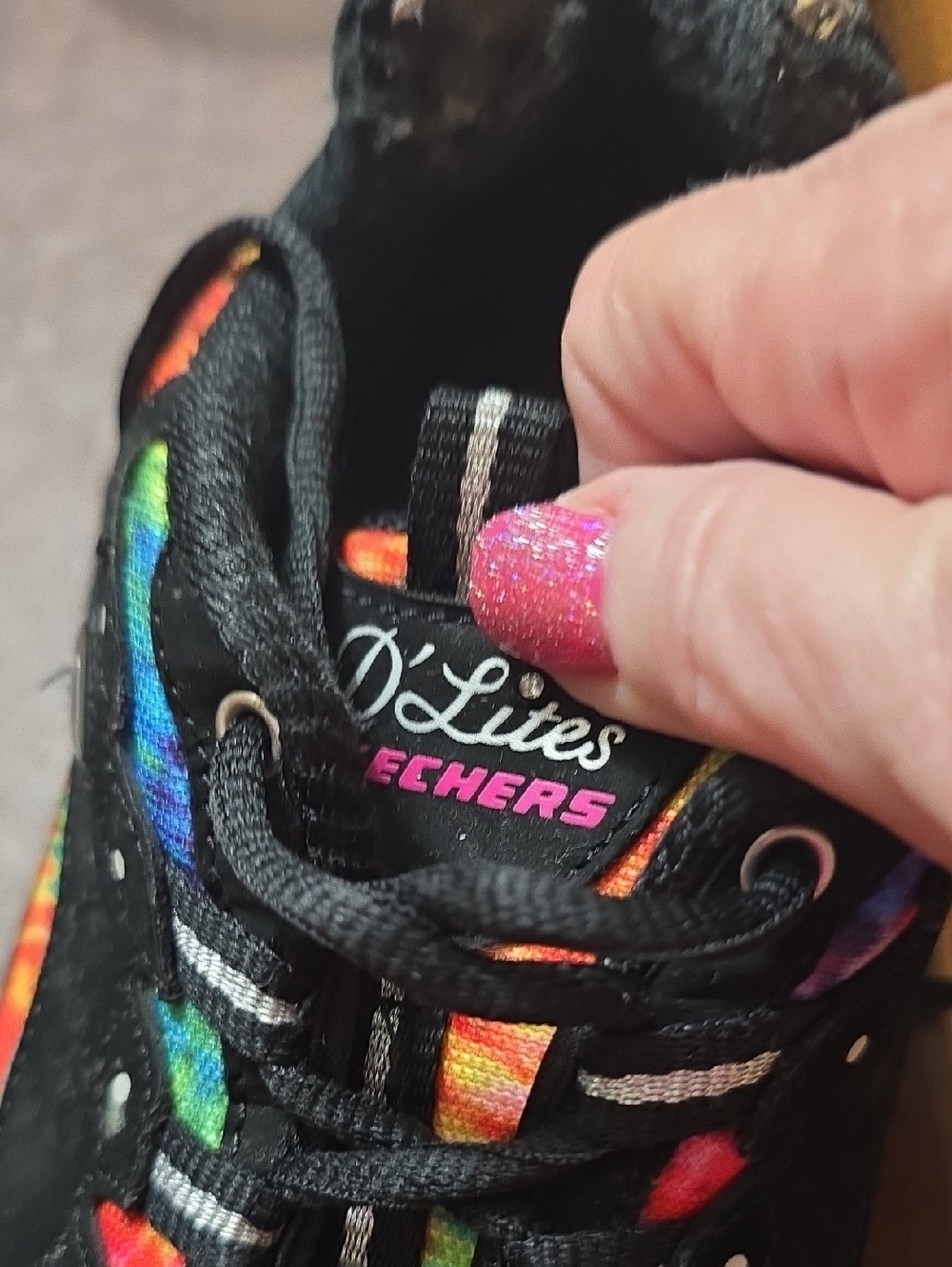 Skechers Women's Black Multi D'Lites Tie-Dye Accent Sneakers - Picture 2 of 7